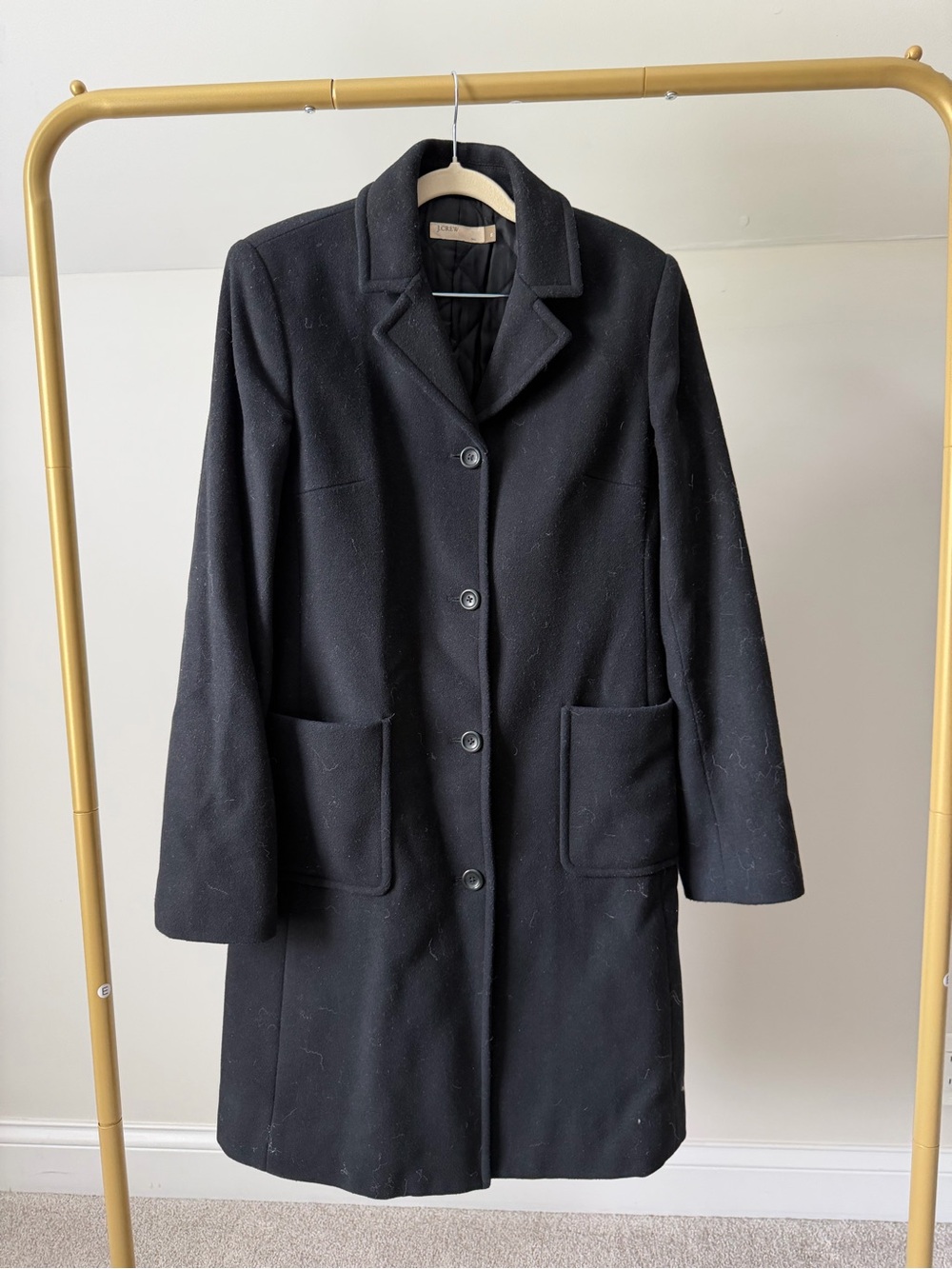 JCrew Classic Women's Black Wool Coat Sz Small Tall